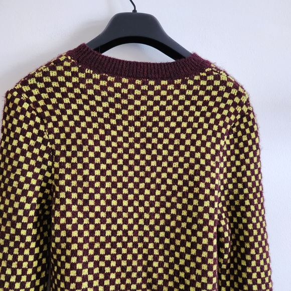 ๐๏ธ SALE ๐๏ธ Zara M checkered cut out sweater, brown and yellow - Picture 5 of 10